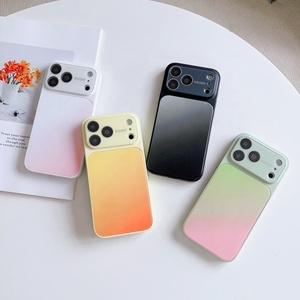 เคสโทรศัพท์มือถือแฟชั่นสีนีออนแบบกระจกสำหรับ <span class=keywords><strong>iPhone</strong></span> 17 16 15 Pro <span class=keywords><strong>Max</strong></span> ป้องกันกล้อง ปุ่ม AI  ด้านหลังแบบด้านนุ่ม - Product Image 2