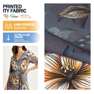 Tissu ITY imprimé extensible dans les quatre sens en polyester et élasthanne pour robes, vêtements et hauts - Product Image 1