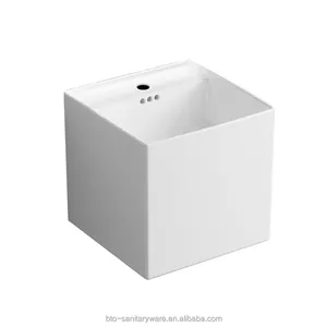 BTO Factory Direct Sale Lavabo Rectangular Ceramic Sanitary Ware Bathroom Sink Wall Hung Mounted Wash Basin