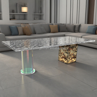 Heiß verkaufte Wohnzimmer möbel Esstisch Langer Acryl Esstisch Art Design Luxus Led Light Glow Verdickter Acryl Schreibtisch