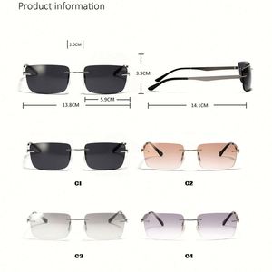 Gafas de Sol Personalizadas de Moda 2022 para Hombre, Montura Metálica Pequeña, Lentes con Protección UV400, Degradado, Sin Montura, Cuadradas, para Mujer - Product Image 4