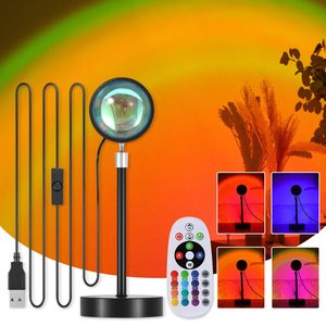 USB Hoàng Hôn Bóng Đèn Máy Chiếu 16 Màu RGB Bầu Không Khí Nhà Cafe Bảng Ánh Sáng Ban Đêm Đèn Đầy Màu Sắc Sàn Cầu Vồng Led Hoàng Hôn Ánh Sáng - Product Image 2