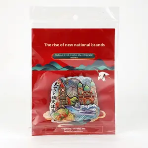 Logo commémoratif d'attraction touristique chinoise en résine époxy et bois, design moderne, aimant 3D stéréo à trois couches, thème ville, original - Product Image 5