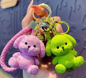 Cartoon Resin Sitting Dog Keychain LOVE Cute and Exquisite Figurine <b>Key</b> Chain Schoolbag Pendant - Product Image 2