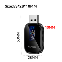 Adaptateur CarPlay 2 en 1 pour voiture avec écran, affiche le nom Bluetooth et l'état de connexion, commutateur à un bouton, Plug and Play
