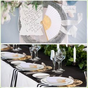 Paquete de 12 Abanicos Plegables de Estilo Chino y Japonés, Decorativos, de Bambú, para Manualidades, Bodas, Fiestas, Bailes y Decoración - Product Image 6