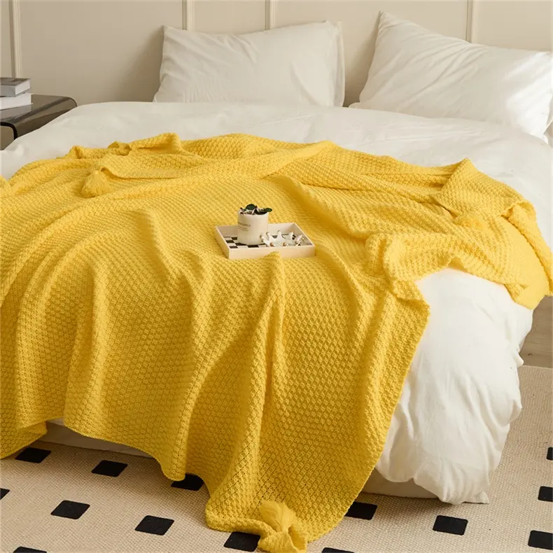 Fabrika doğrudan satış 100% akrilik örme atmak battaniye ev dekorasyon kanepe ve otel seyahat JY için