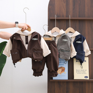 Conjunto de Primavera/Otoño para Niños 2026, Nuevo Estilo, Chaleco Informal de Primavera para Bebé, Conjunto de Tres Piezas, Ropa para Bebés/Niños Pequeños, Pantalones - Product Image 1