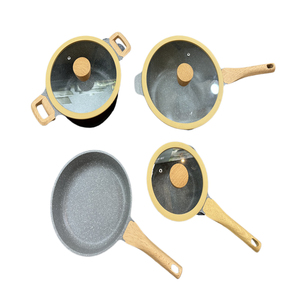 高品質10点セット モダンデザイン アルミ合金製調理器具セット ノンスティックマーブルコーティング 環境に優しいガラス/シリコン製蓋付き ホット - Product Image 4