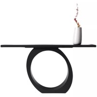 Table console moderne minimaliste en marbre avec piétement sur colonne pour appartement, salon, porche, rangement, meuble décoratif pour la maison