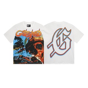Nuova Collezione Estate 25SS: T-Shirt Godspeed in Stile Americano, Trendy, Rock, Street, Hip-Hop, Vintage con Stampa Cartoon in Cotone Pettinato a Maniche Corte - Product Image 5