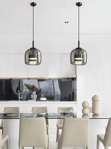 Lustre à <span class=keywords><strong>suspension</strong></span> Led moderne en verre <span class=keywords><strong>gris</strong></span> avancé Cuisine Salle à manger Décoration intérieure Lampe Design simple Pendentif Salon Chevet - Product Image 2