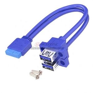 Mainboard komputer 20Pin ke konektor betina ganda Strip Panel Depan USB 3.0 garis satu jalur 2 Porta - Product Image 1