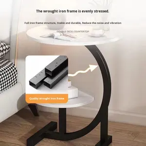 Mesas de Centro de Lujo de Diseño al por Mayor, Mesa Auxiliar Redonda Minimalista Dorada para Desayuno, Mesa Auxiliar para Sala de Estar que Ahorra Espacio - Product Image 2