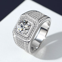 Cincin Kawin Pria Perak Sterling 925 Kristal Es Moissanite Gaya Hip-hop Fashion Mewah Ringan, Diskon Besar