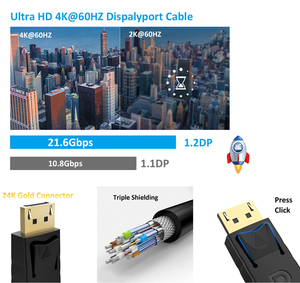 <span class=keywords><strong>Cable</strong></span> <span class=keywords><strong>DisplayPort</strong></span> <span class=keywords><strong>1.2</strong></span> Mindpure 4K, 4K 60Hz, 2K <span class=keywords><strong>144Hz</strong></span>, 21.6Gbps, DP a DP - Product Image 4