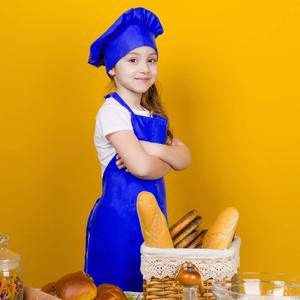 Gorro y <span class=keywords><strong>delantal</strong></span> <span class=keywords><strong>de</strong></span> Chef <span class=keywords><strong>para</strong></span> niños y niñas, personalizado, barato, OEM, promocional, azul, envío gratis - Product Image 3