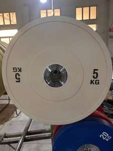 Pelat berat krom cincin Gym kualitas tinggi pelat Bumper karet 10-55LB perubahan warna 5-25kg pelat berat - Product Image 5