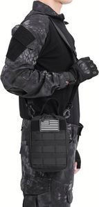 Sac isotherme tactique en nylon souple pour 6 canettes, sac à bandoulière avec pochette MOLLE, portable - Product Image 5