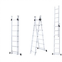 Échelle télescopique légère en alliage d'aluminium 2x7 marches, capacité de charge 150 kg, norme EN 131, pour gymnase, supermarché, escalier, extérieur