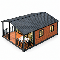 Maison conteneur modulaire de 20 pieds avec bardage en bois et véranda pour villas de station balnéaire et projets de location de vacances