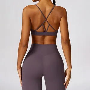 Hot Selling 4 Way Stretch Customized Beauty Back Fitness Wearing Sports Clothes Push Up Gym Sexy Running Yoga Bra For Women