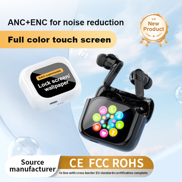 2025 New TWS Earbuds Full Color Smart Screen Digital Display ANC BT 5.4 Headphones 10mm HiFi Sound 7 EQ Modes IPX-6