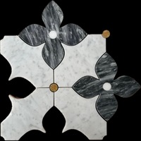 Mosaïque hexagonale moderne en marbre pour mur et sol, technique naturelle, design pétale, découpe au jet d'eau, qualité supérieure pour hôtels et salles de bain