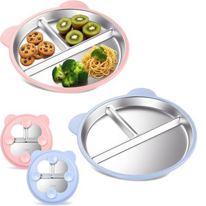 Assiettes pour tout-petits personnalisées avec dessins animés, 9 pouces, antidérapantes, divisées, avec manches en silicone amovibles, plateau alimentaire pour enfants - Product Image 1