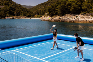 משחק ספורט מים pvc ספורט מים משטח פלטפורמה מכבש מגרש מתנפחים כדורעף מגרש כדורגל מתנפחים בית משפט מתנפחים - Product Image 3