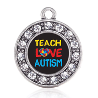 Métal Écologique Bling Strass Ruban Sensibilisation Enseigner L'amour Autisme Puzzle Pièce Charme Pendentifs pour la Fabrication de Bijoux