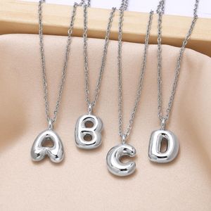 Collar con Colgante de Letra Inicial del Alfabeto, Diseño de Globo Burbuja Grueso y Pequeño, Chapado en Oro de 18K, Nuevo y Moderno 2024 - Product Image 4