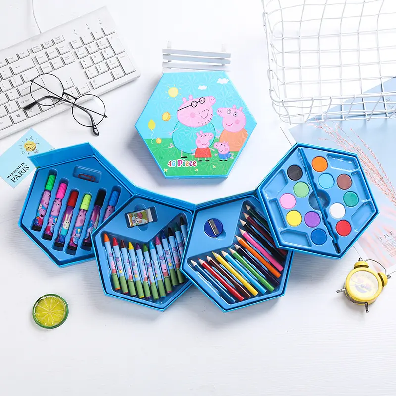 Amazon Hot Selling Learning Drawing Colorful Pen 46 pcs Educational Toy Water Brush for Kids