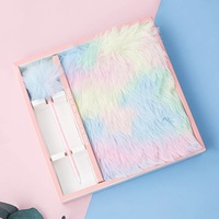 Carnet de notes de luxe mignon pour l'école, couverture en peluche dégradée, couverture rigide, papeterie personnalisée, best-seller