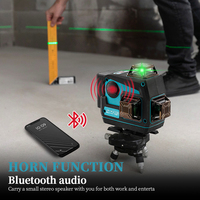 Niveau laser industriel 16 lignes avec fonction audio Bluetooth, faisceau vert 4D, auto-nivelant horizontal et vertical