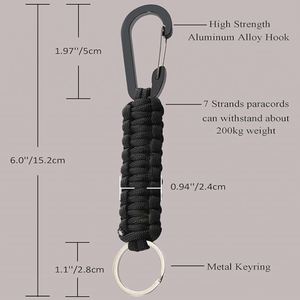 Private Label Paracord Keychain Carabiner Heavy Duty Braided <b>Key</b> <b>Chain</b> for <b>Keys</b> Camping Hiking Outdoor Use Manufacturer ODM - Product Image 2