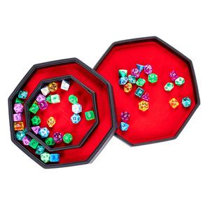 Plateau à dés octaédrique en cuir PU fait main avec pierres précieuses personnalisées noires diversifiées pour jeux de société et jeux de rôle - Product Image 6