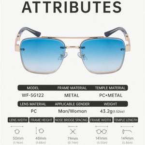 Gafas de Sol Retro de Alta Calidad 2025 con Doble Puente y Lentes Degradadas UV400, Gafas de Sol Cuadradas de Metal para Hombre para Conducir - Product Image 5