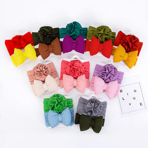 2 ، لون الحلوى الحلو نمط محكم سحب أقواس بتلات الزهور عقال الفتيات عالية تمتد بالجملة - Product Image 4