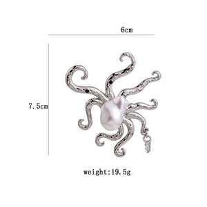 Broche de Perlas Irregulares y Diamantes con Diseño de <span class=keywords><strong>Pulpo</strong></span> y Tentáculos, Estilo Barroco, para Fiestas en la Playa - Product Image 5