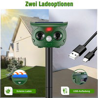 Répulsif à énergie solaire pour écureuil et cerf Capteur de mouvement extérieur Dispositifs de dissuasion pour chat et chien Répulsif à ultrasons pour animaux avec lumière rouge