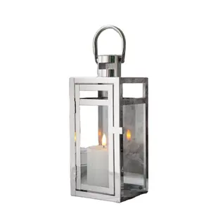 Modern Silver Clear Glass Wall Lantern Black Hurricane Candle Holder for Outdoor Garden Country Farmhouse Home Hotels lantern
