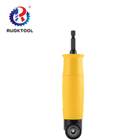 Obeng magnetik batang bor obeng kanan ekstensi sudut 90 derajat lengan Adaptor pemegang soket mata bor Hex 1/4 inci