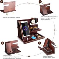 Hadiah untuk Pria yang Memiliki Segalanya Tempat Penyimpanan Ponsel Kayu Natal, Gantungan Kunci, Penyangga Dompet, Penyangga Jam Tangan, Organizer Samping Tempat Tidur