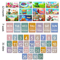Calendrier de bureau 2027 en peinture diamant 5D, kit de calendrier mensuel à feuillets mobiles à faire soi-même, cadeau artisanal pour la décoration de la maison et du bureau