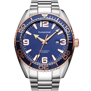 Montres pour hommes avec logo personnalisé OEM, super lumineuses, grand cadran, étanches à 100 m, cristal saphir, acier inoxydable, mécaniques - Product Image 2