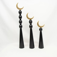 Décorations en bois créatives en forme de lune ivoire islamiques noires, 3 pièces/ensemble, ornements en bois, décorations de table Eid Mubarak