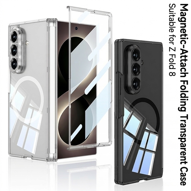 Newest Trend Clear PC Integrated Case Film Adsorption Charging Anti-Drop Full Protection Phone Shell for Samsung Galaxy Z Fold8