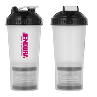 Gobelet shaker en plastique PP de 600 ml (20 oz) sans BPA, bouteille de mélange pour la salle de sport et les sports, avec compartiment pour poudre et pilules
