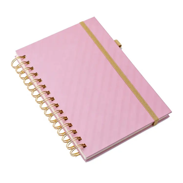 Groothandel Tijdschrift Roze Hardcover Spiraal Notebook A5 Custom Afdrukken Luxe Notebook 2021 Wekelijkse Dagelijkse Planner